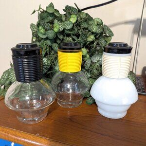 THREE McKee Glasbake Hottle Bottles MCM Clear Milk Glass Coffee Tea Carafes Vtg